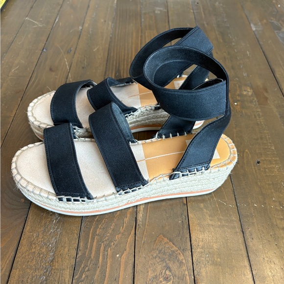 Dolce Vita Black Platform Espadrille Sandals - Picture 1 of 16